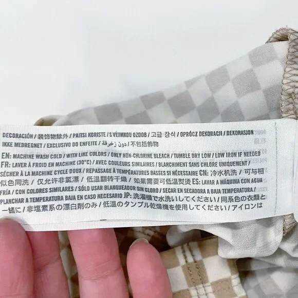 Abercrombie & Fitch Tan & White Checkered Collared Long Sleeve Button-up Top S - Picture 10 of 10